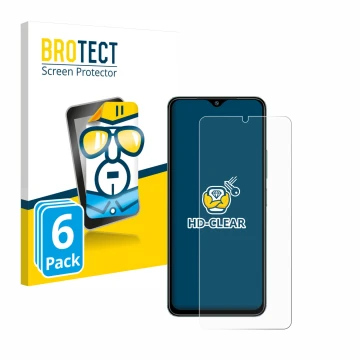 Parte frontale di una confezione del prodotto con il logo del marchio BROTECT. Accanto è raffigurato il dispositivo Xiaomi Red