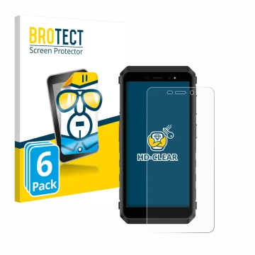 Parte frontale di una confezione del prodotto con il logo del marchio BROTECT. Accanto è raffigurato il dispositivo Ulefone Po