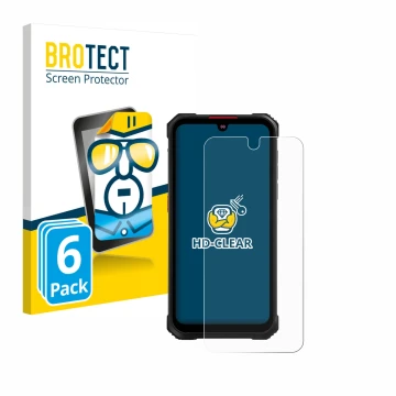 Parte frontale di una confezione del prodotto con il logo del marchio BROTECT. Accanto è raffigurato il dispositivo Hotwav Cyb