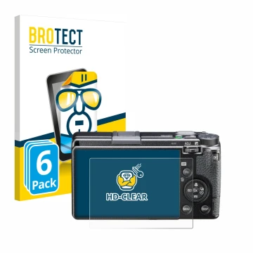 Parte frontale di una confezione del prodotto con il logo del marchio BROTECT. Accanto è raffigurato il dispositivo Ricoh GR I