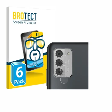 Parte frontale di una confezione del prodotto con il logo del marchio BROTECT. Accanto è raffigurato il dispositivo Nokia G42 
