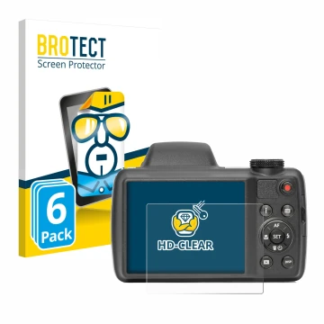 Parte frontale di una confezione del prodotto con il logo del marchio BROTECT. Accanto è raffigurato il dispositivo Kodak Pixp