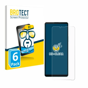 Parte frontale di una confezione del prodotto con il logo del marchio BROTECT. Accanto è raffigurato il dispositivo Sony Xperi