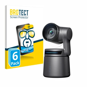 Parte frontale di una confezione del prodotto con il logo del marchio BROTECT. Accanto è raffigurato il dispositivo OBSBOT Tai