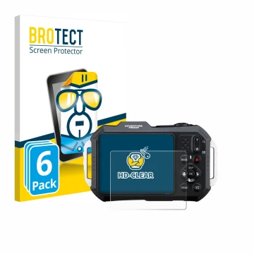 Parte frontale di una confezione del prodotto con il logo del marchio BROTECT. Accanto è raffigurato il dispositivo Ricoh Pent