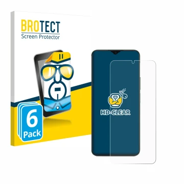 Parte frontale di una confezione del prodotto con il logo del marchio BROTECT. Accanto è raffigurato il dispositivo Honor X6b 