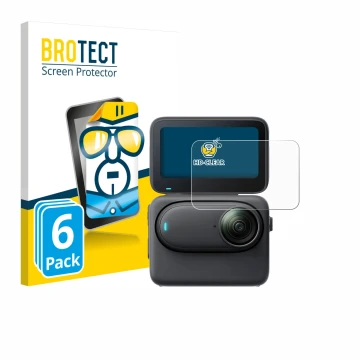 Parte frontale di una confezione del prodotto con il logo del marchio BROTECT. Accanto è raffigurato il dispositivo Insta360 G