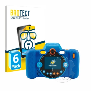 Parte frontale di una confezione del prodotto con il logo del marchio BROTECT. Accanto è raffigurato il dispositivo Vtech Kidi