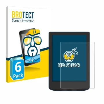 Parte frontale di una confezione del prodotto con il logo del marchio BROTECT. Accanto è raffigurato il dispositivo PocketBook