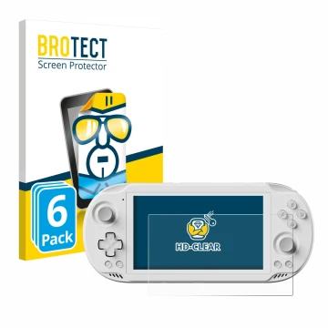 Parte frontale di una confezione del prodotto con il logo del marchio BROTECT. Accanto è raffigurato il dispositivo AYN Odin 2