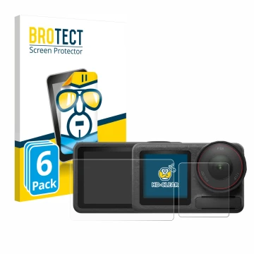 Parte frontale di una confezione del prodotto con il logo del marchio BROTECT. Accanto è raffigurato il dispositivo DJI Osmo A