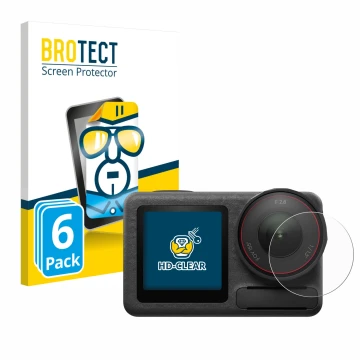 Parte frontale di una confezione del prodotto con il logo del marchio BROTECT. Accanto è raffigurato il dispositivo DJI Osmo A