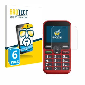 Parte frontale di una confezione del prodotto con il logo del marchio BROTECT. Accanto è raffigurato il dispositivo Doro Leva 
