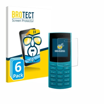 Parte frontale di una confezione del prodotto con il logo del marchio BROTECT. Accanto è raffigurato il dispositivo Nokia 105 