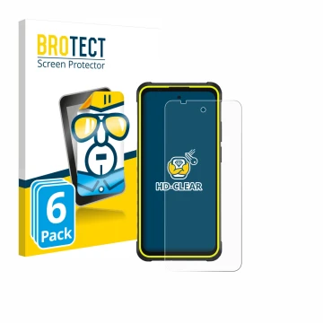 Parte frontale di una confezione del prodotto con il logo del marchio BROTECT. Accanto è raffigurato il dispositivo Ulefone Ar