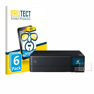 Parte frontale di una confezione del prodotto con il logo del marchio BROTECT. Accanto è raffigurato il dispositivo Epson EcoT