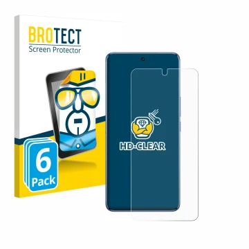 Parte frontale di una confezione del prodotto con il logo del marchio BROTECT. Accanto è raffigurato il dispositivo Vivo V50 c