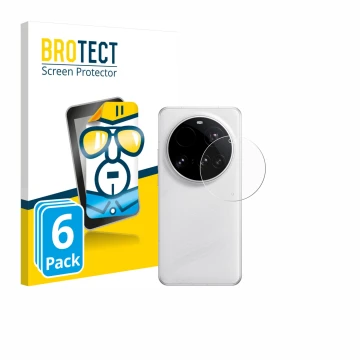 Parte frontale di una confezione del prodotto con il logo del marchio BROTECT. Accanto è raffigurato il dispositivo Xiaomi 15 