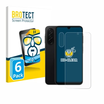 Parte frontale di una confezione del prodotto con il logo del marchio BROTECT. Accanto è raffigurato il dispositivo Samsung Ga