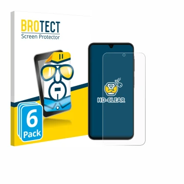 Parte frontale di una confezione del prodotto con il logo del marchio BROTECT. Accanto è raffigurato il dispositivo Samsung Ga