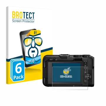 Parte frontale di una confezione del prodotto con il logo del marchio BROTECT. Accanto è raffigurato il dispositivo Canon EOS 