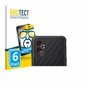 Parte frontale di una confezione del prodotto con il logo del marchio BROTECT. Accanto è raffigurato il dispositivo Samsung Ga