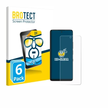 Parte frontale di una confezione del prodotto con il logo del marchio BROTECT. Accanto è raffigurato il dispositivo TCL 60 Nxt