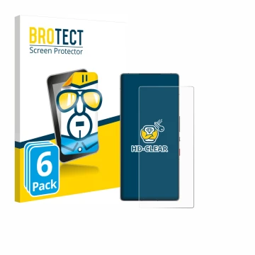 Parte frontale di una confezione del prodotto con il logo del marchio BROTECT. Accanto è raffigurato il dispositivo ZTE Nubia 