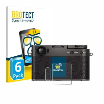 Parte frontale di una confezione del prodotto con il logo del marchio BROTECT. Accanto è raffigurato il dispositivo Fujifilm X