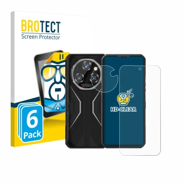 Parte frontale di una confezione del prodotto con il logo del marchio BROTECT. Accanto è raffigurato il dispositivo Oukitel WP