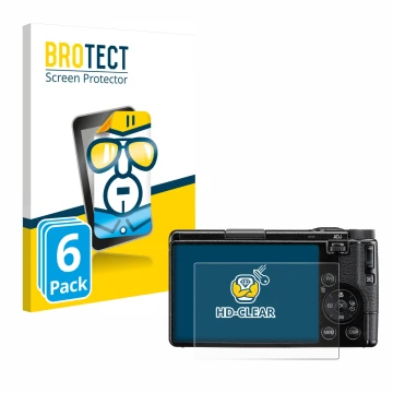 Parte frontale di una confezione del prodotto con il logo del marchio BROTECT. Accanto è raffigurato il dispositivo Ricoh GR I