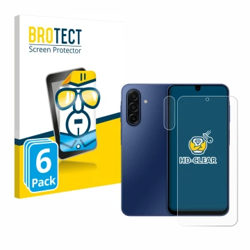 Parte frontale di una confezione del prodotto con il logo del marchio BROTECT. Accanto è raffigurato il dispositivo Samsung Ga