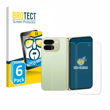 Parte frontale di una confezione del prodotto con il logo del marchio BROTECT. Accanto è raffigurato il dispositivo Google Pix