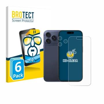 Parte frontale di una confezione del prodotto con il logo del marchio BROTECT. Accanto è raffigurato il dispositivo Apple iPho