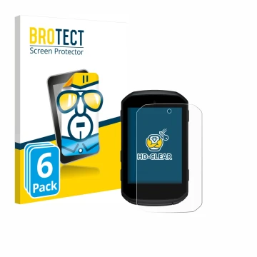 Parte frontale di una confezione del prodotto con il logo del marchio BROTECT. Accanto è raffigurato il dispositivo Garmin Edg