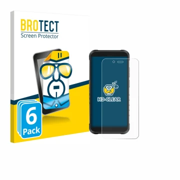 Parte frontale di una confezione del prodotto con il logo del marchio BROTECT. Accanto è raffigurato il dispositivo Ulefone Ru