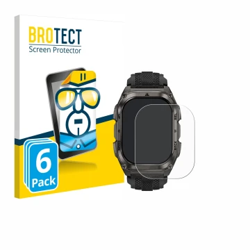 Parte frontale di una confezione del prodotto con il logo del marchio BROTECT. Accanto è raffigurato il dispositivo Kospet Tan