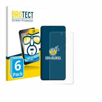 Parte frontale di una confezione del prodotto con il logo del marchio BROTECT. Accanto è raffigurato il dispositivo Motorola E