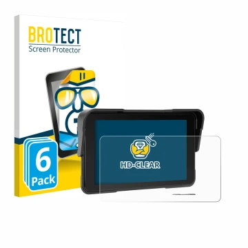 Parte frontale di una confezione del prodotto con il logo del marchio BROTECT. Accanto è raffigurato il dispositivo Sixwin P2 