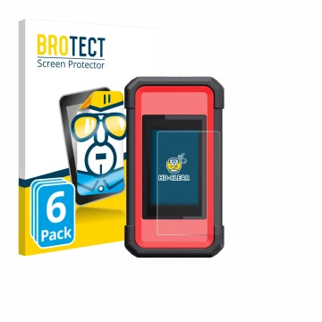 Parte frontale di una confezione del prodotto con il logo del marchio BROTECT. Accanto è raffigurato il dispositivo Launch X43