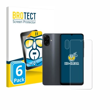 Parte frontale di una confezione del prodotto con il logo del marchio BROTECT. Accanto è raffigurato il dispositivo Samsung Ga