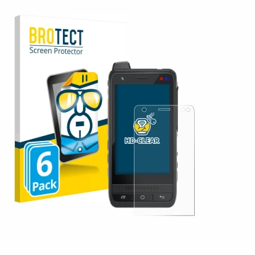 Parte frontale di una confezione del prodotto con il logo del marchio BROTECT. Accanto è raffigurato il dispositivo Uniwa F400