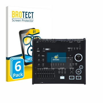 Parte frontale di una confezione del prodotto con il logo del marchio BROTECT. Accanto è raffigurato il dispositivo Roland V71