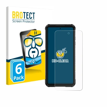 Parte frontale di una confezione del prodotto con il logo del marchio BROTECT. Accanto è raffigurato il dispositivo Ulefone Ru