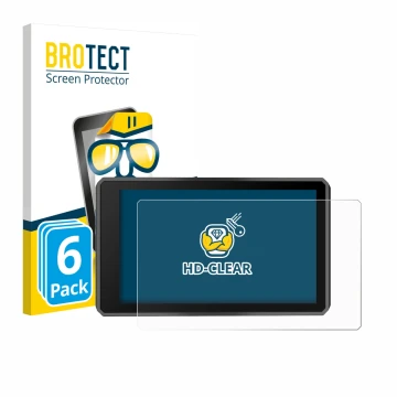 Parte frontale di una confezione del prodotto con il logo del marchio BROTECT. Accanto è raffigurato il dispositivo Garmin zum