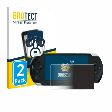 Parte frontale di una confezione del prodotto con il logo del marchio BROTECT. Accanto è raffigurato il dispositivo Sony PSP 1