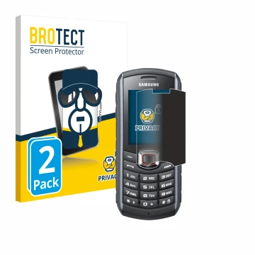 Parte frontale di una confezione del prodotto con il logo del marchio BROTECT. Accanto è raffigurato il dispositivo Samsung GT