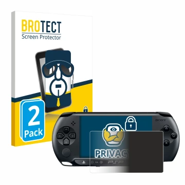 Parte frontale di una confezione del prodotto con il logo del marchio BROTECT. Accanto è raffigurato il dispositivo Sony PSP 1