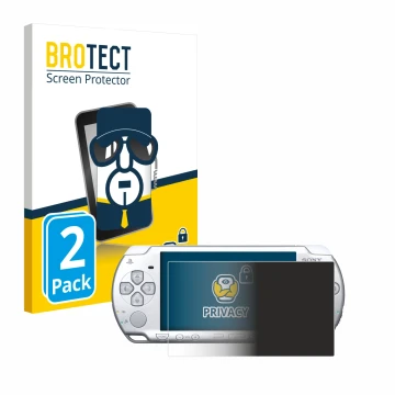 Parte frontale di una confezione del prodotto con il logo del marchio BROTECT. Accanto è raffigurato il dispositivo Sony PSP 2