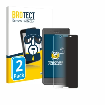 Parte frontale di una confezione del prodotto con il logo del marchio BROTECT. Accanto è raffigurato il dispositivo Sony Xperi